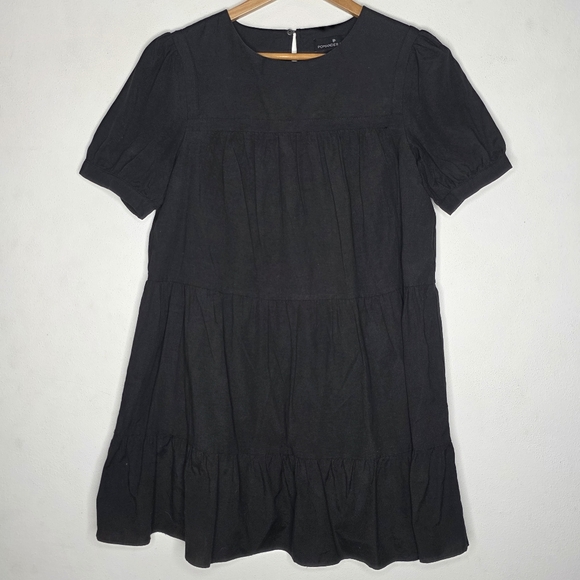 Pomander Place Dresses & Skirts - Tuckernuck Pomander Place “Quinn” Black Puff Sleeve Tiered Swing Mini Dress  S